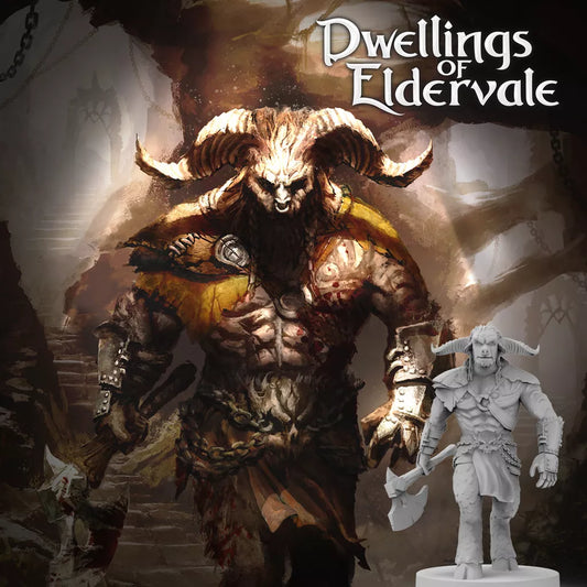 Dwellings of Eldervale: Minotaur Mercenary Miniature